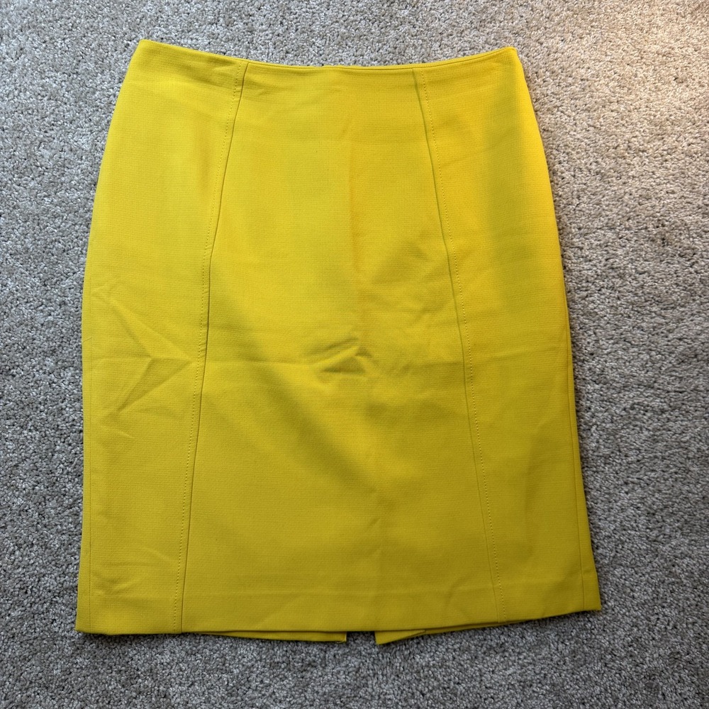 Halogen Skirt Womens 8 Yellow Solid Pencil Knee Length Back Zip Lined Workwear